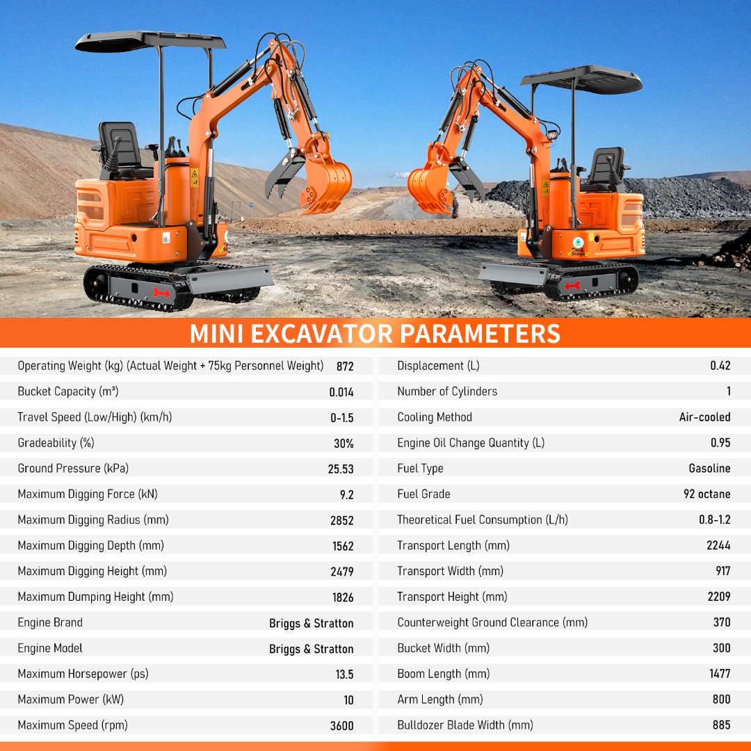 Free delivery.Mini excavator.Biltong gasoline engine.Track-type.US