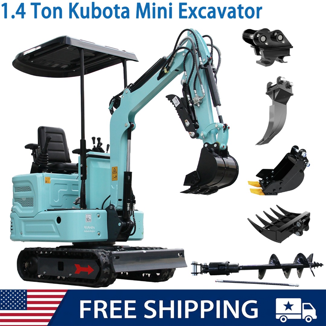 KUBOTA 1.4T Mini Excavator - Light Blue